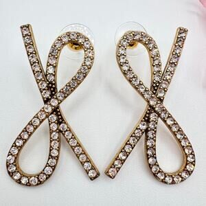 J. Crew Crystal Bow Earrings Festive Party Holiday Glam Edgy Flirty Going Out